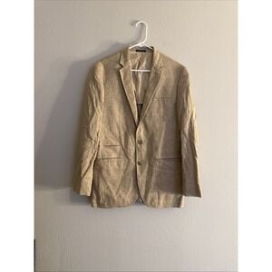 Egara Slim Fit 38R Beige Blazer Sport Coat Mens Linen Blend Herringbone Wedding